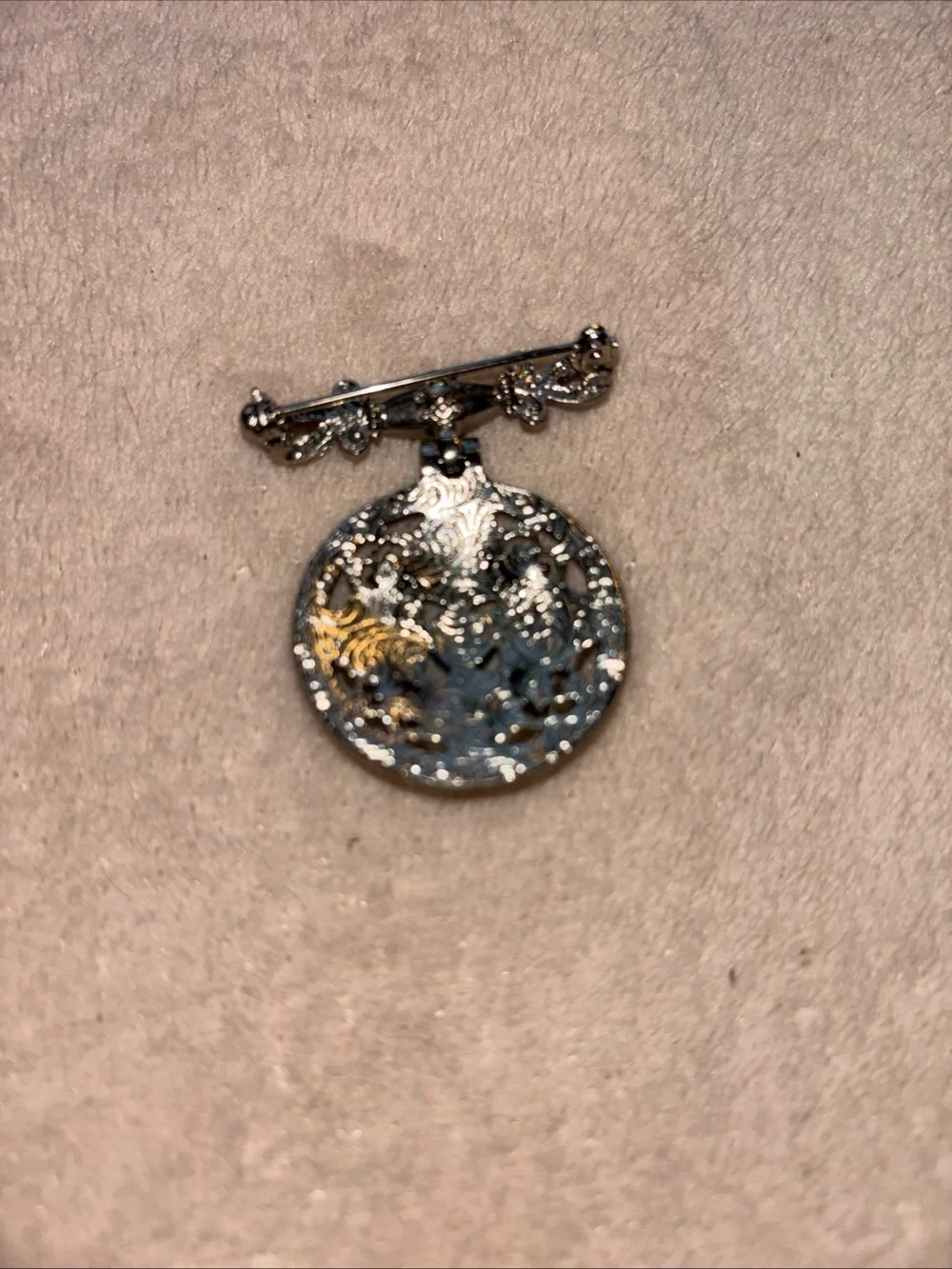 Silver-Tone Blue Gem Round Brooch - Women Jewelry